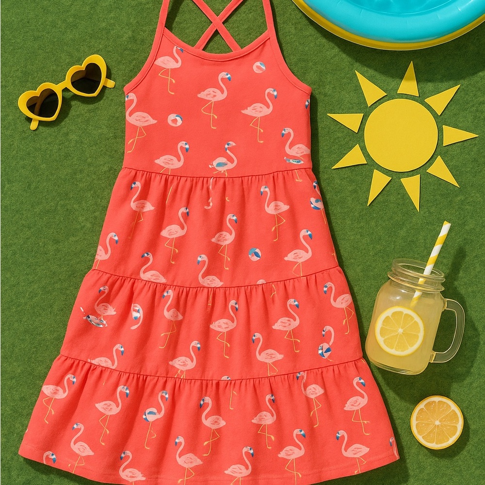 Cat & Jack Girls Flamingo Sundress - Size M (7/8) - Picture 5 of 5